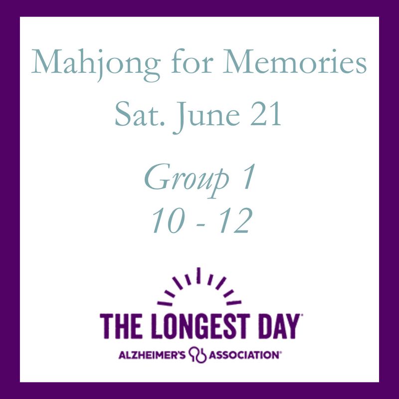 Mahjong for Memories - Sat. June 21, 10 - 12