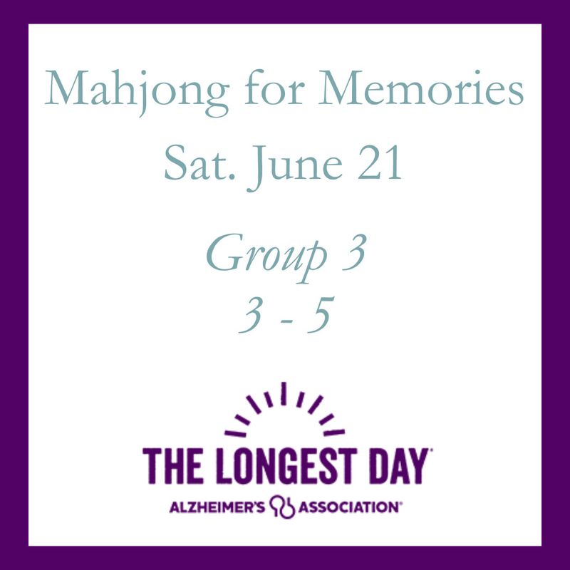 Mahjong for Memories - Sat. June 21, 3 - 5