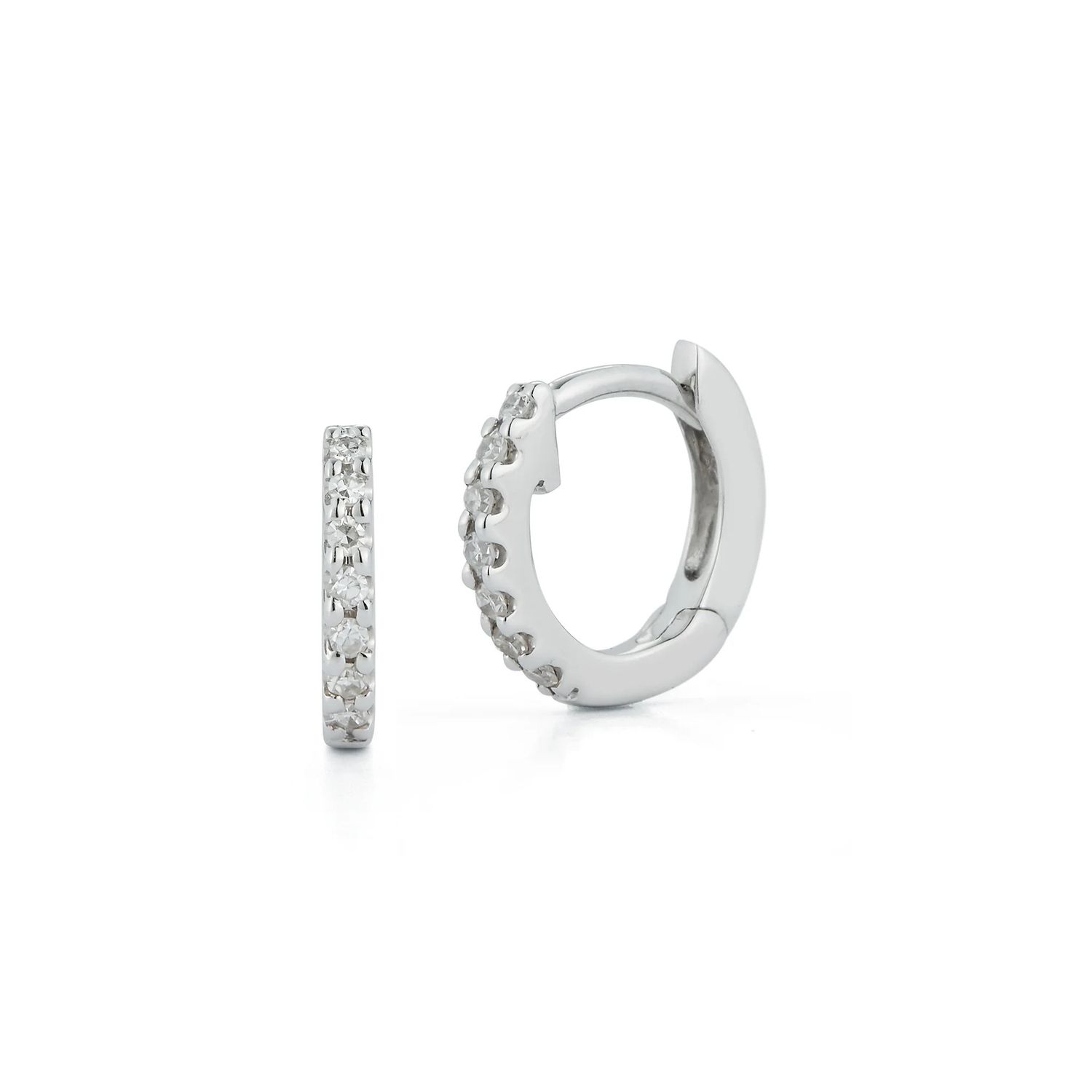 Earrings- Mini Huggies WG 14k .09ct diamonds