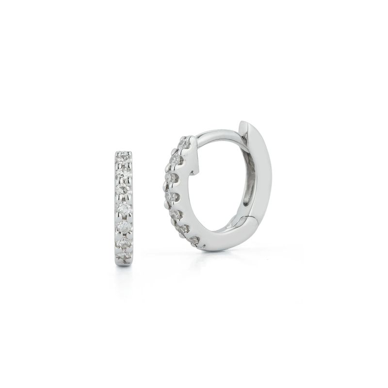 Earrings- Mini Huggies WG 14k .09ct diamonds