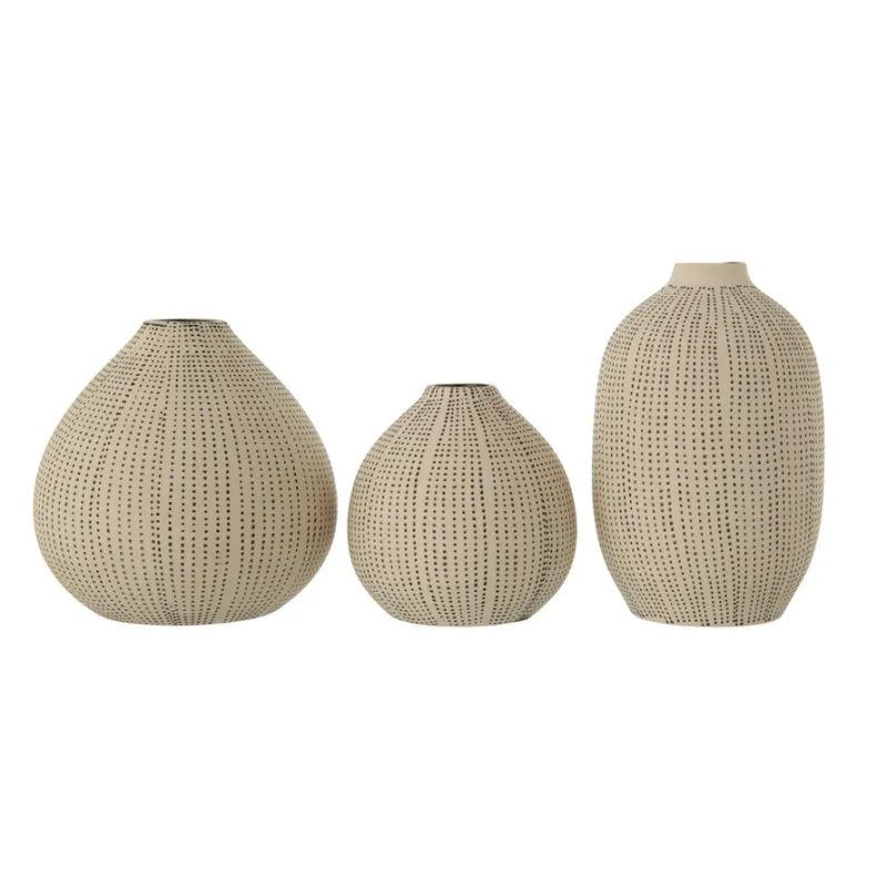Round Stoneware Textured Vase, Bld/wht