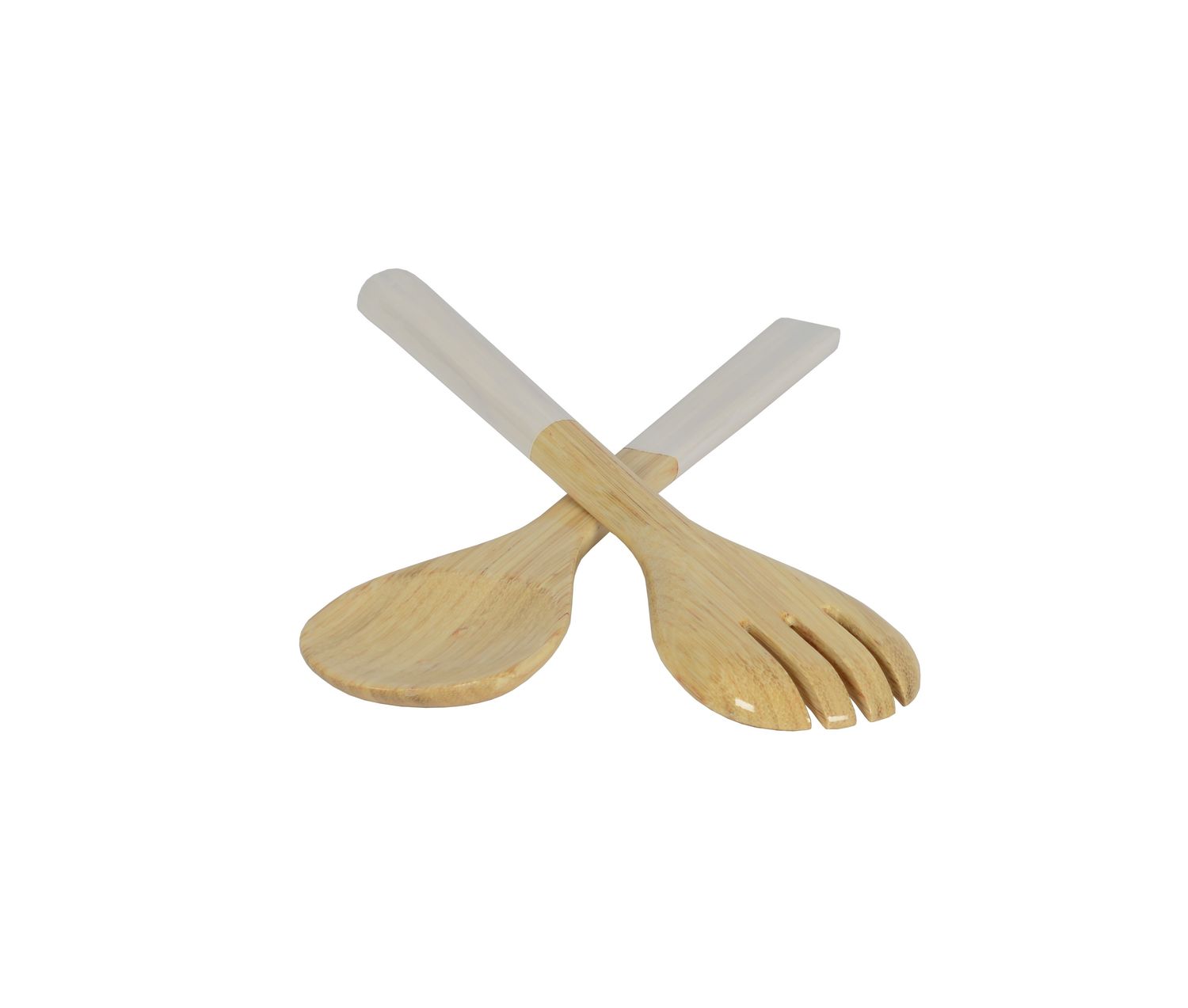 SM Salad Serving Set- Bamboo, Color: White