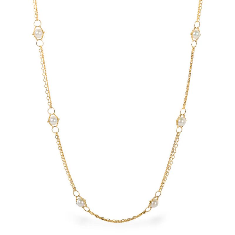 Necklace- Textile Akoya Pearl, 18k, 36&quot;
