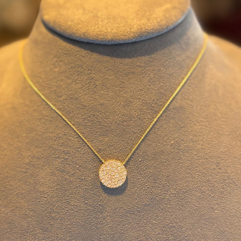 Necklace- Lauren Joy Large Diamond Disc, YG