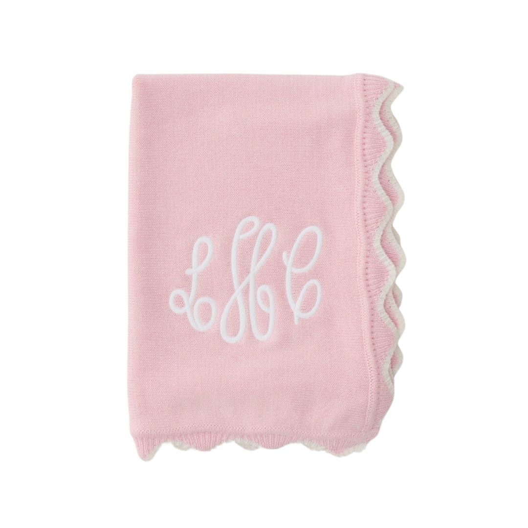 Scallop Baby Blanket-, Color: Pink