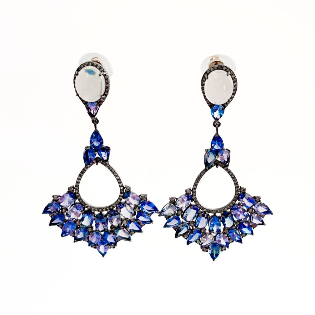 Opal and Tanzanite Fan Drop