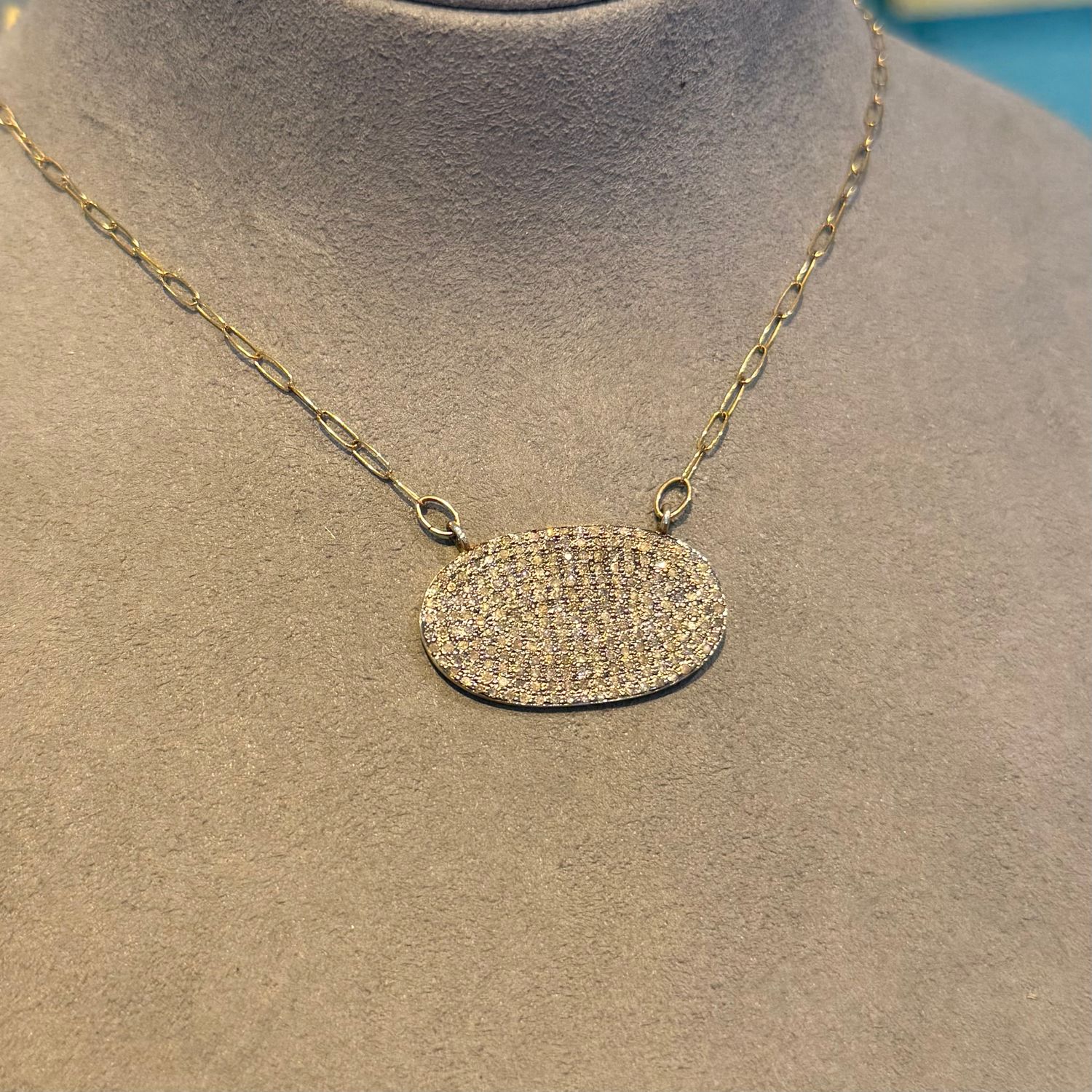 Necklace- Diamond Oval, Small, Paperclip Chain, GF