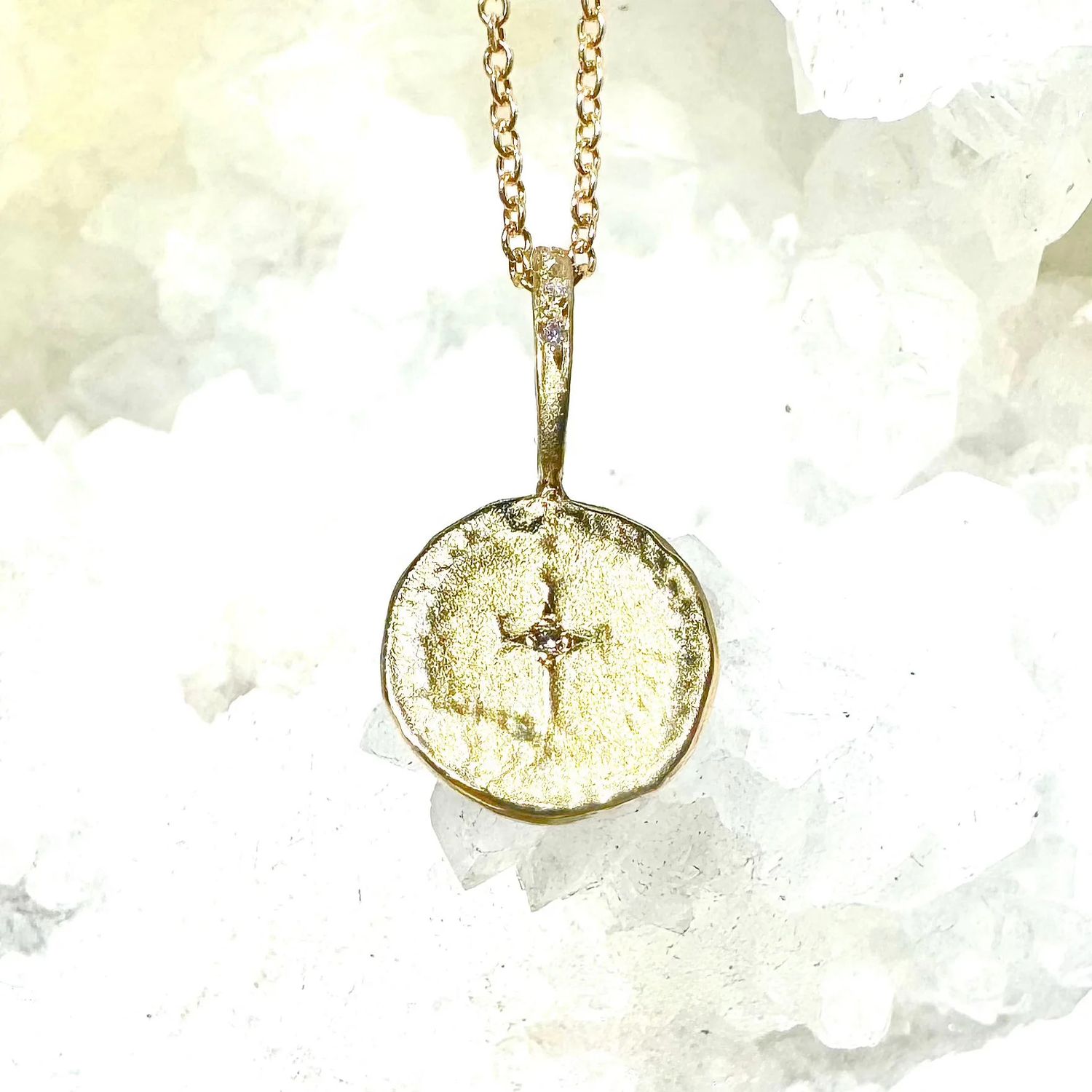 Necklace- 14k Wreath Cross Artifact, 18&quot;