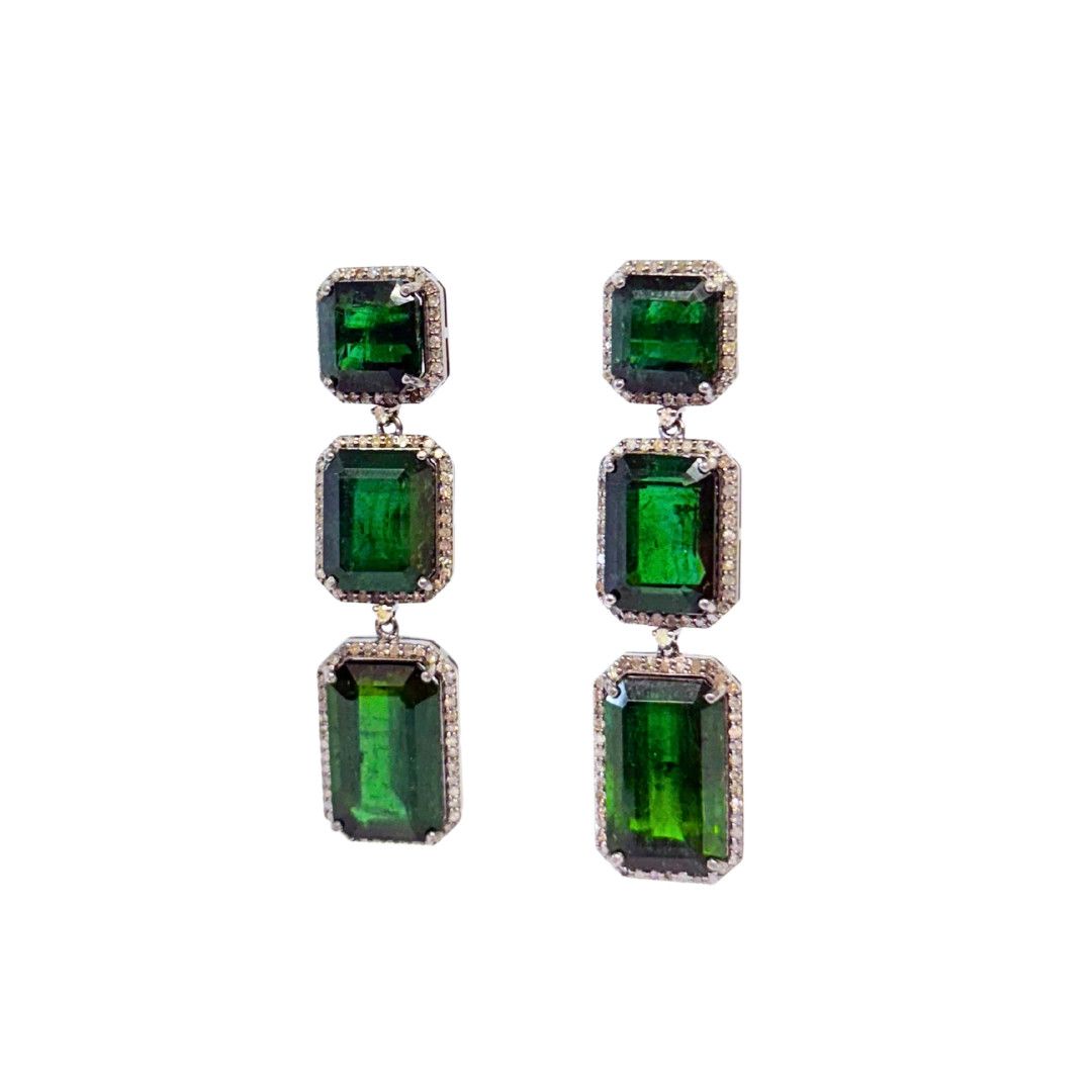 Green Tourmaline Triple Drop