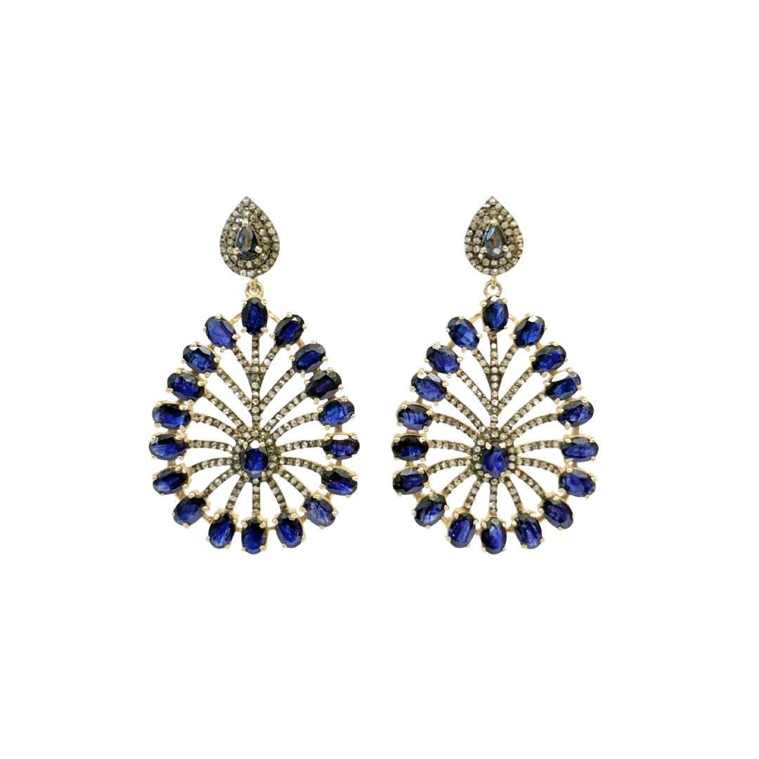 Sapphire Teardrop Peacock Earring