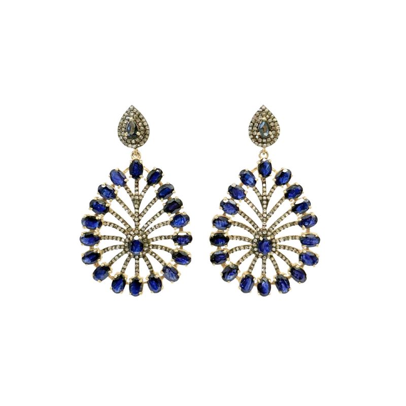 Sapphire Teardrop Peacock Earring