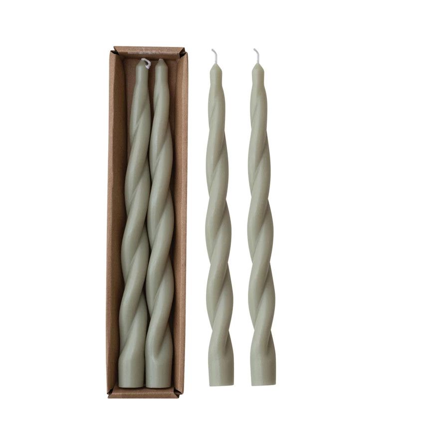 10&quot; Twisted Taper Candle, Grey, S/2