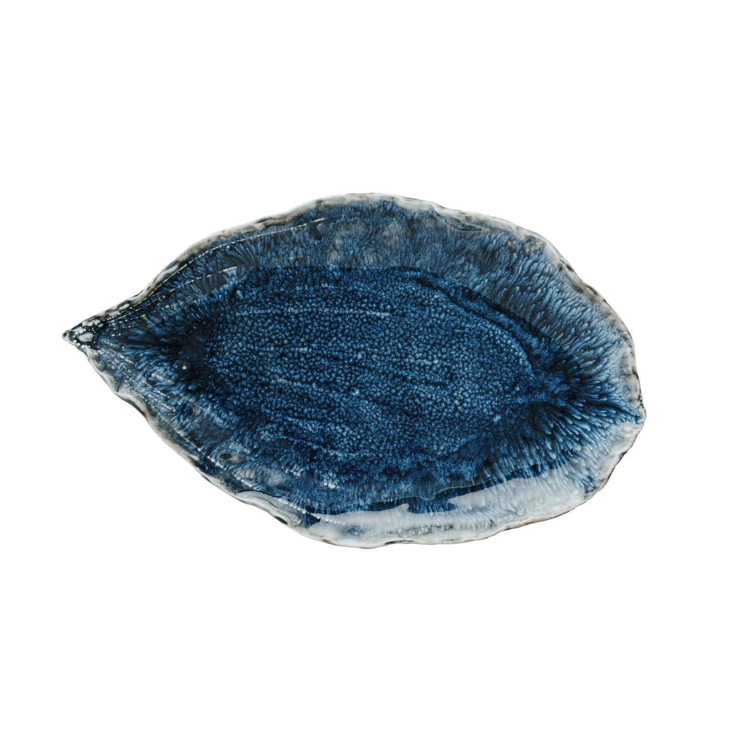 Stoneware Leaf Shaped Plate, Blue
