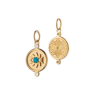 Charm- 18k YG Eye w. Turquoise