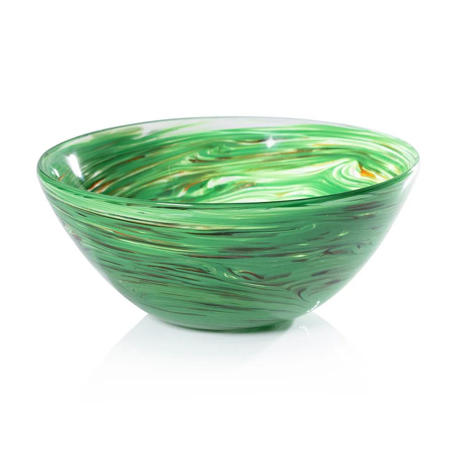 Delphine Green Glass Bowl- 12x5