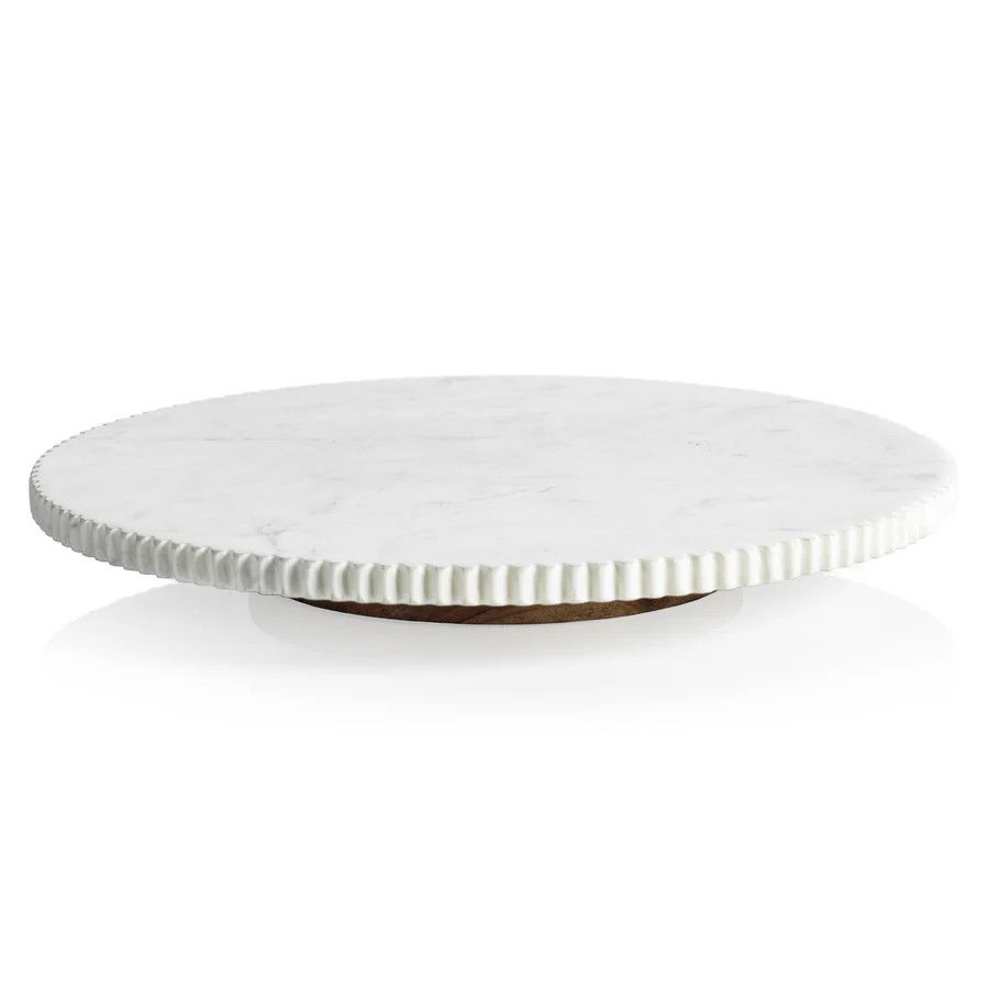Ribbed White Marble Lazy Susan