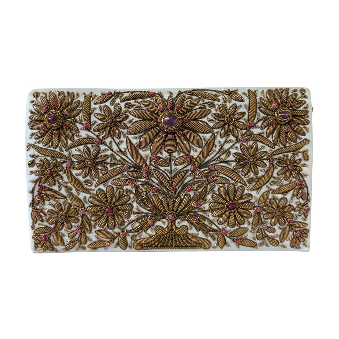 Blue Gray Bag, Copper Floral