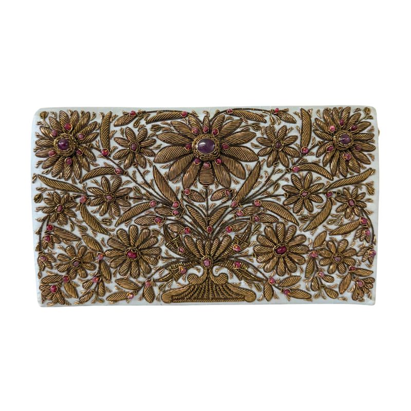 Blue Gray Bag, Copper Floral