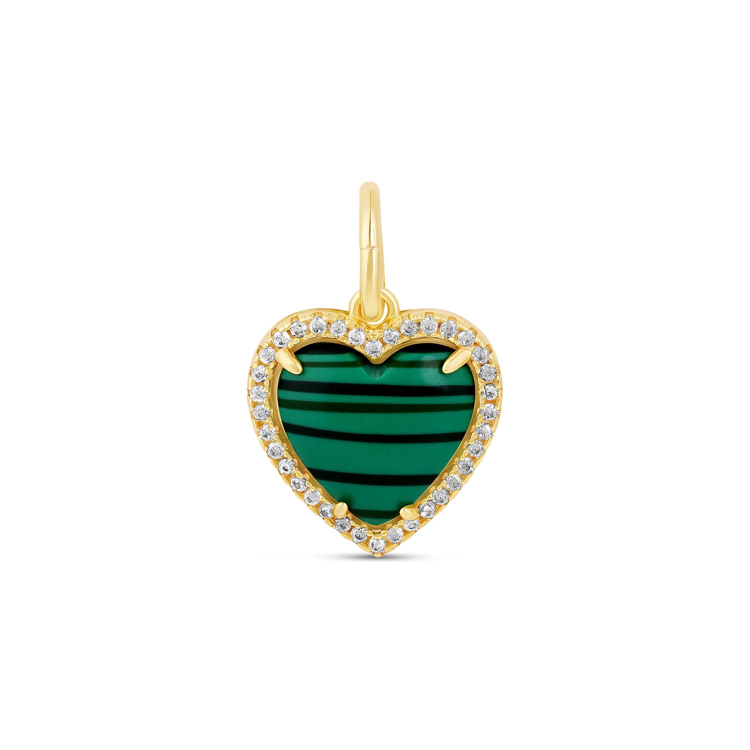 Charm- Sm. Stone Heart Green