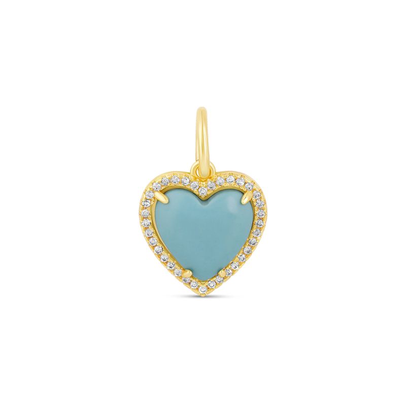 Charm- Sm. Stone Heart Turq