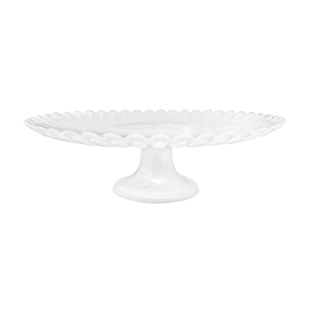 Alabaster Wht Scalloped Cake Stand