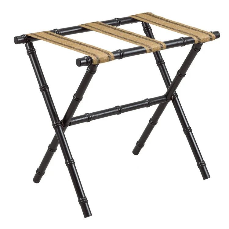 Luggage Rack- Bamboo-, Color: Blk, Blk Burlap