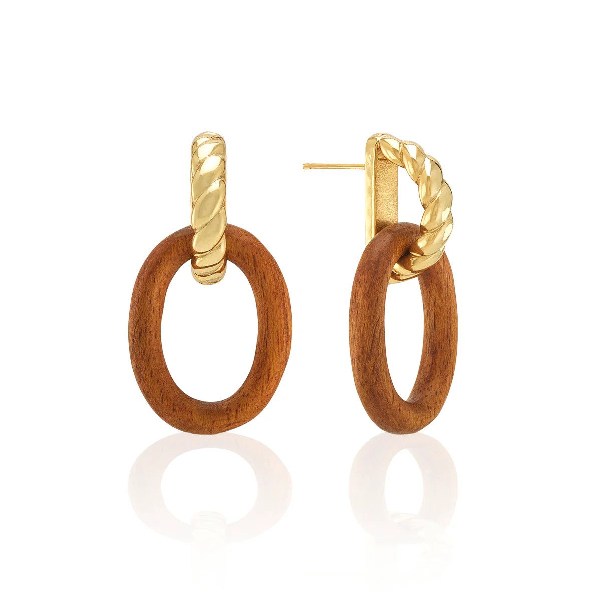 Earth Goddess Link Drop Earrings Teak