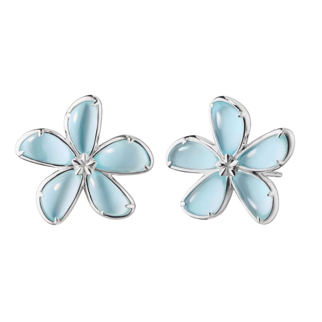 Earrings- SS Flower Earrings, Blue Topaz 11.8ct