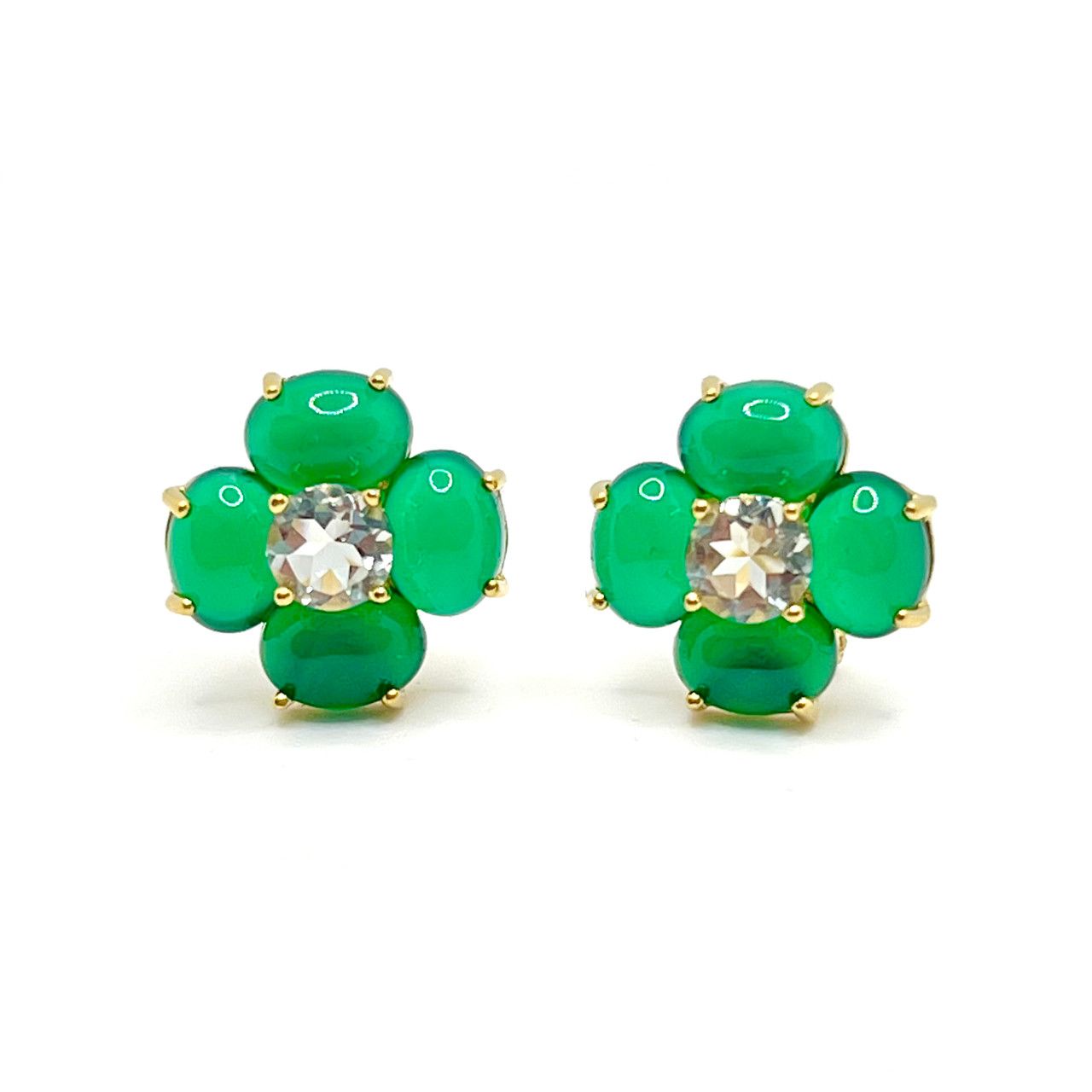 Lg 4 Petal Oval Green Agate Cab Am, GP