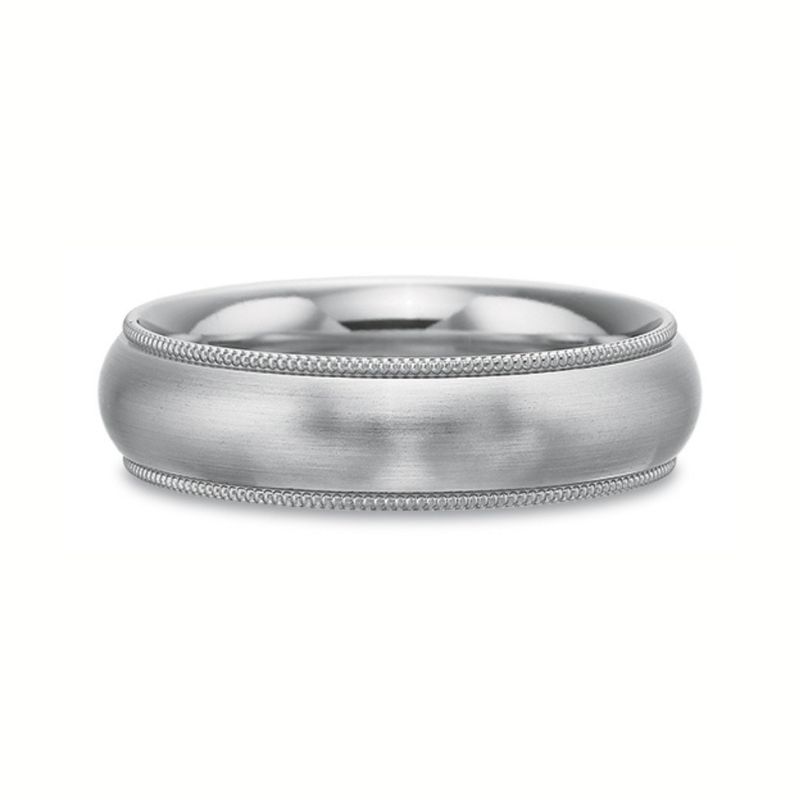6MM Dome Wed Band Milgrain PLAT sz10