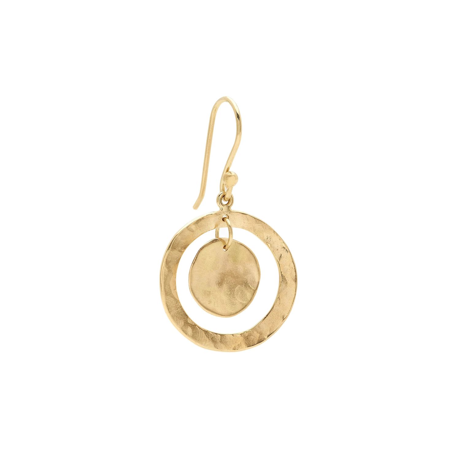 Earring-  18k Open hammered double disc