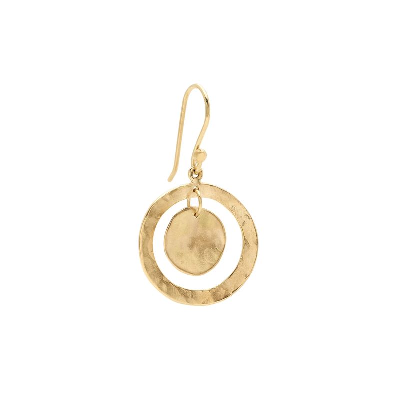 Earring-  18k Open hammered double disc