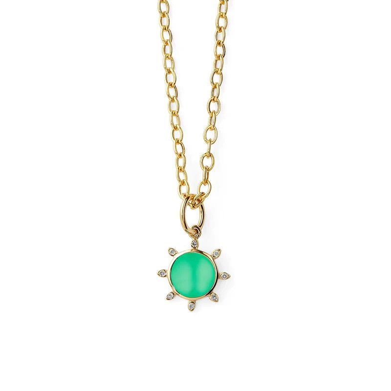 18k Cosmic Sun Pendant- Chrysoprase 2ct