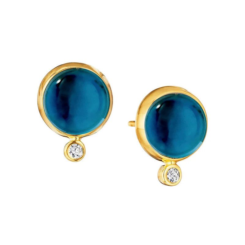 18k London Blue Topaz 4ct Stud