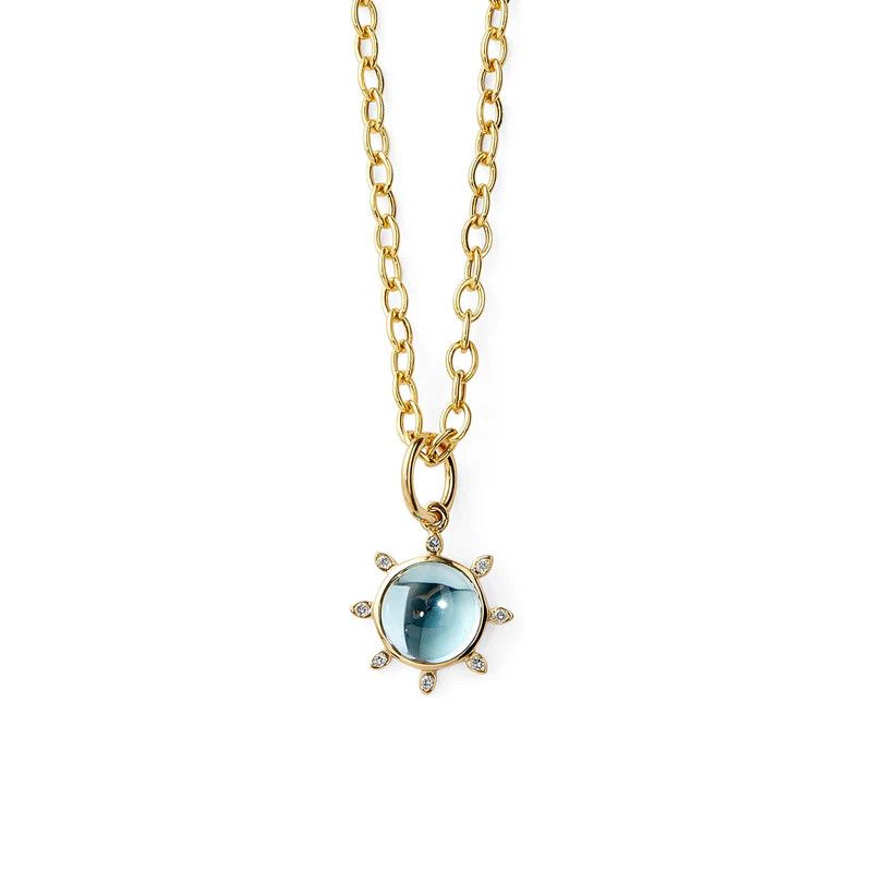 18k Cosmic Sun Pendant- Blue Topaz 2ct