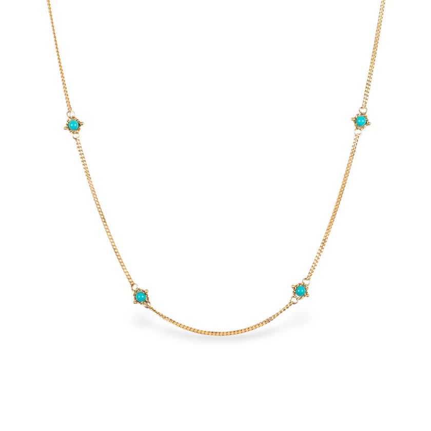 Necklace- Textile Station, Turq, 18k