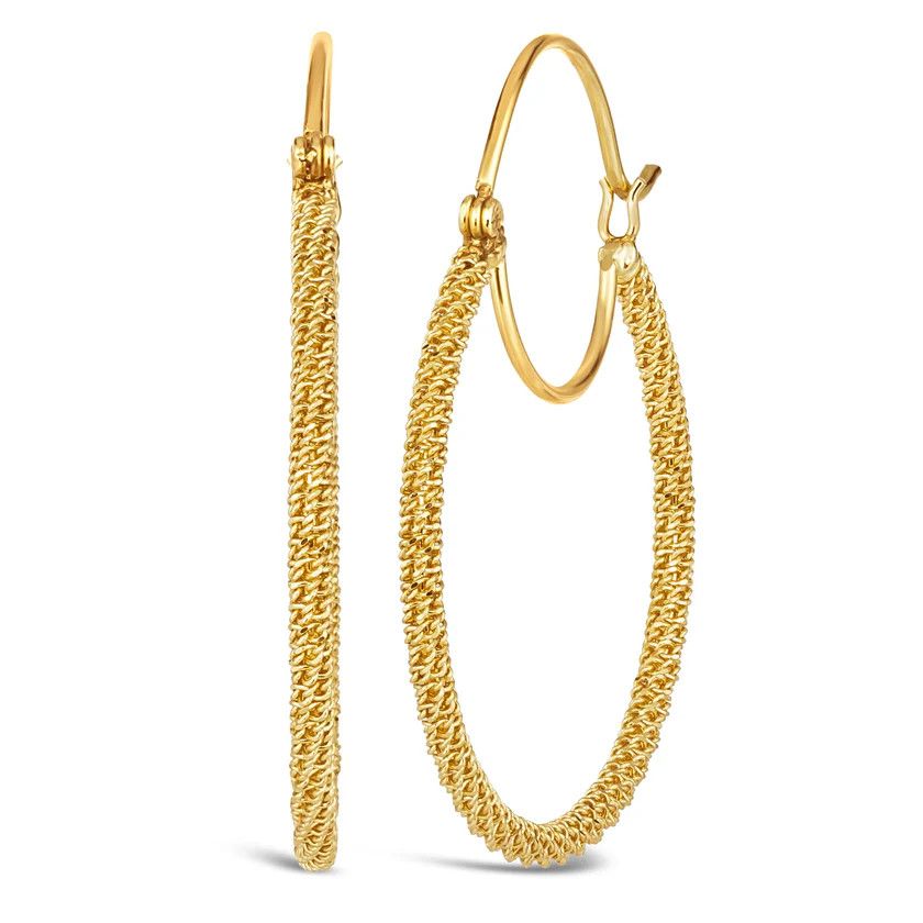 Earrings- Stardust Hoops, Med, 18k