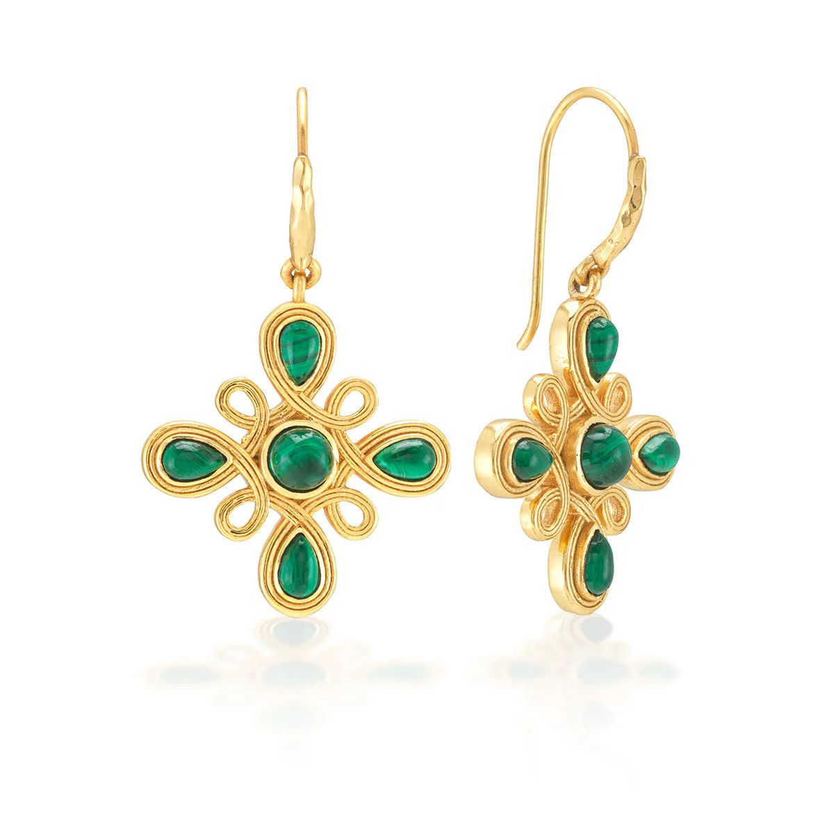 Monique Gem Dangle Earrings- Malachite