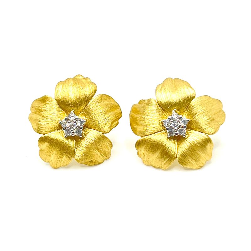 Lg Flower Earring w. CZ Center GP