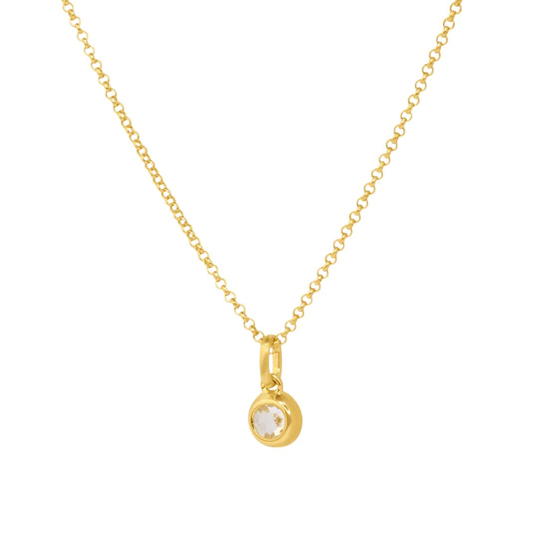 Birthstone Round Pendant- Crystal Quartz