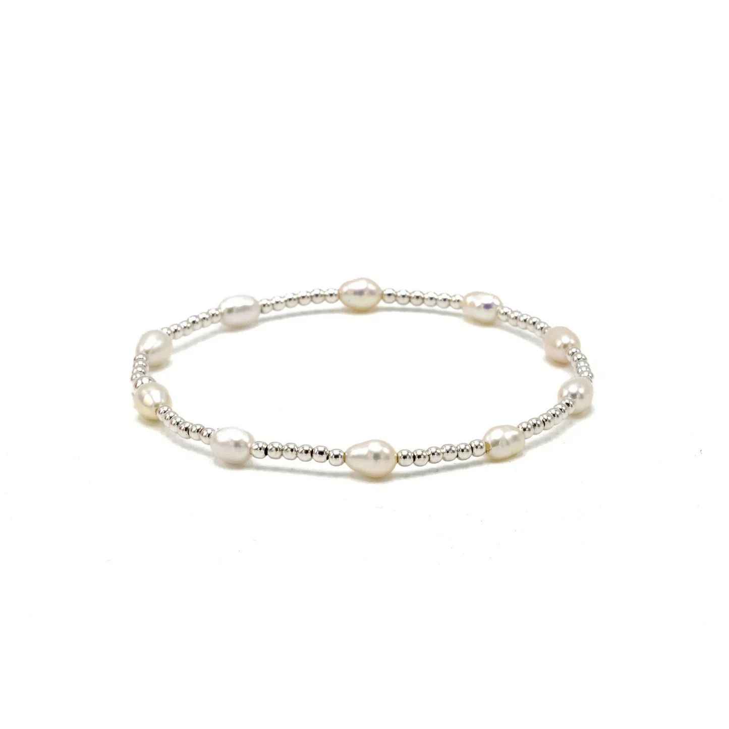 Petite Patterned Rice Pearl / Sterling