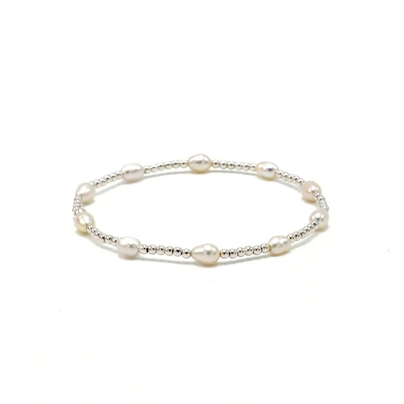 Petite Patterned Rice Pearl / Sterling