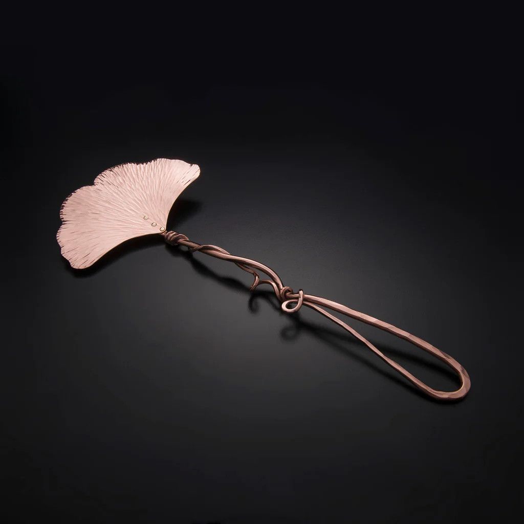 Copper Ginko Flat Server, Small - Vine