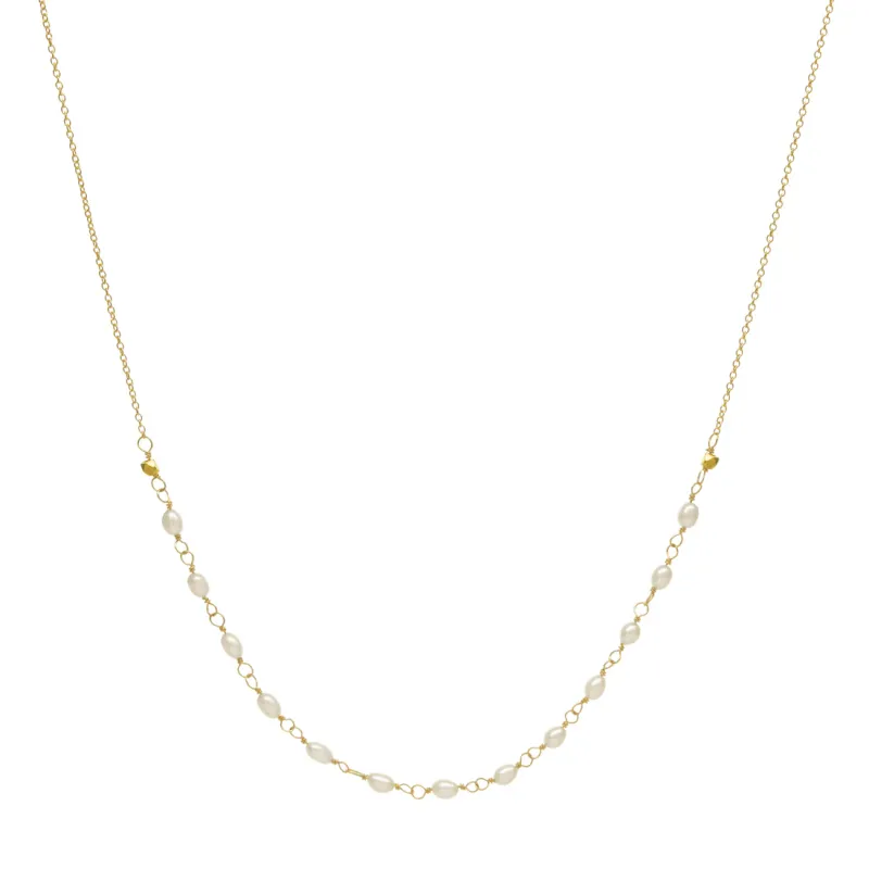 Necklace- Oval Freshwater Pearl Tied 18k