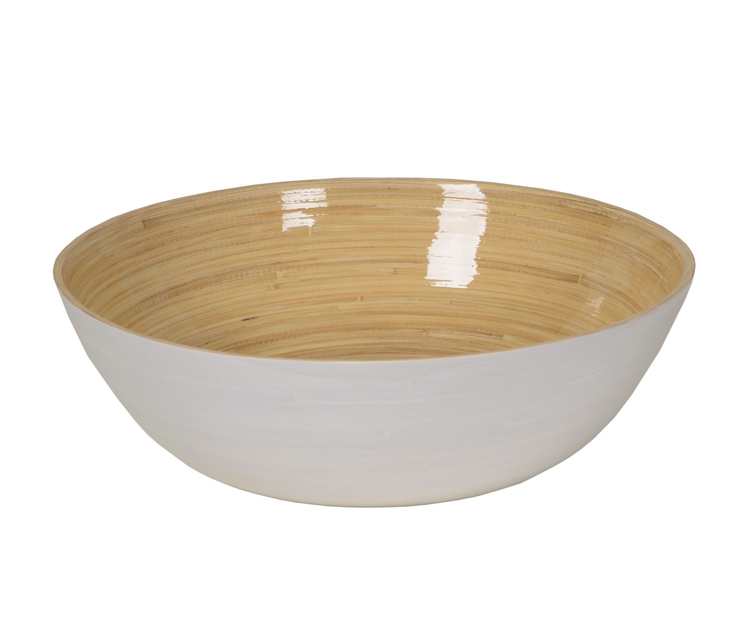 Classic Shallow Bamboo Bowl- 11.8x3.9", Color: White