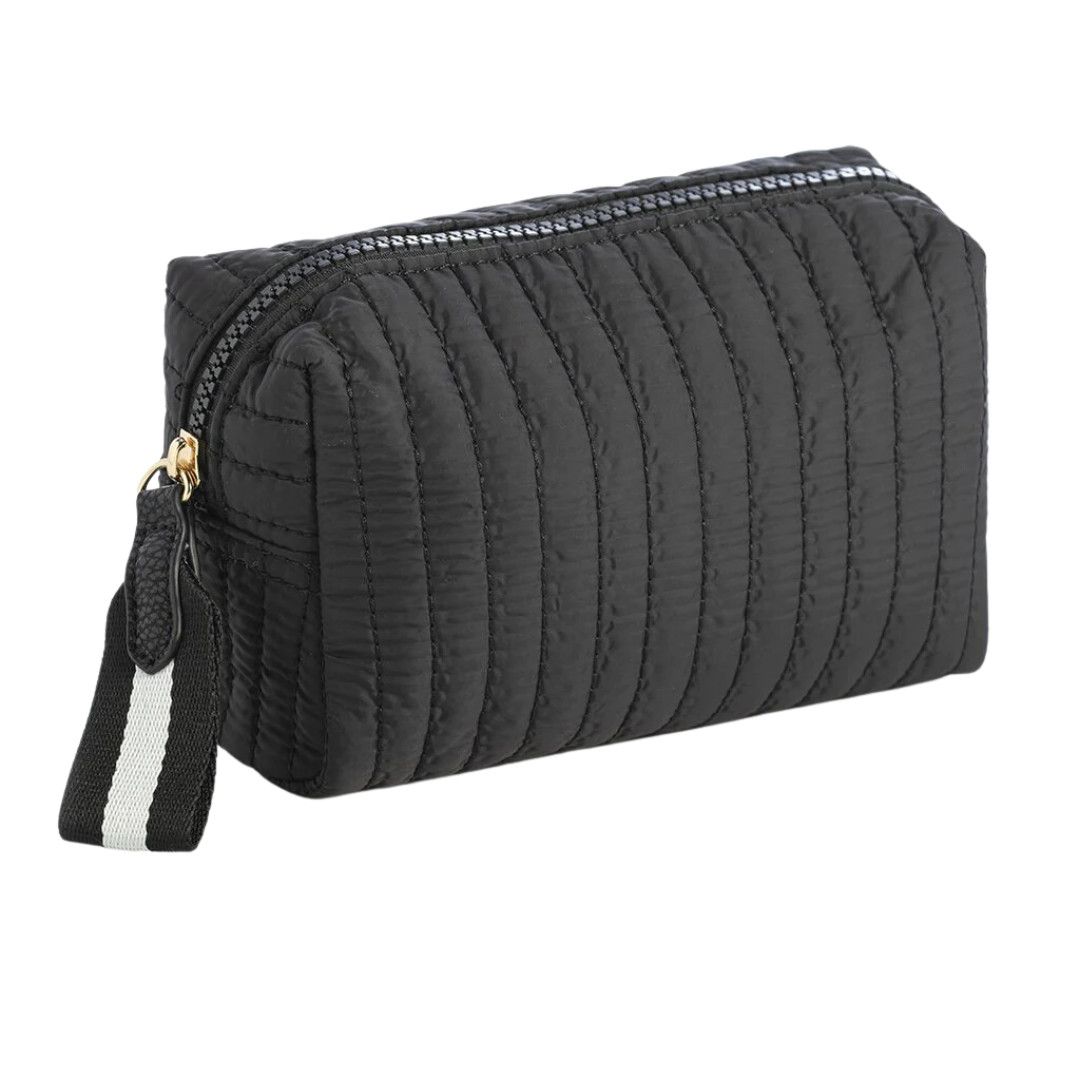 Ezra Small Boxy Cosmetics Pouch, Color: Black