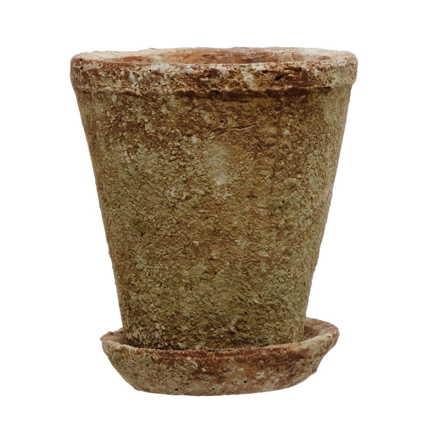 Cement Planter w. Saucer (4" pot)