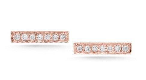Earrings- Was $440 Sylvie Rose Bar Stud Earrings in 14k Rose Gold Diamond