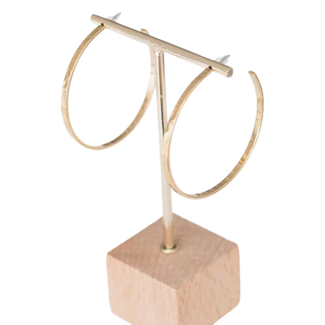 Earrings-Brigitte Hammered Gold Hoops 2