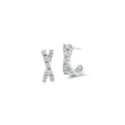 Earrings- Ava Bea Crossover Mini Huggies WG .16ct diamonds